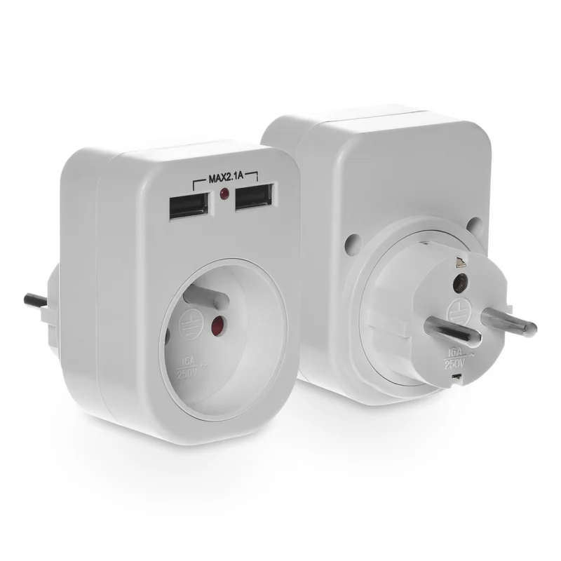 Rozgałęźnik z uziemieniem ; 1p+Z, 2xUSB 2.1A; BIAŁY