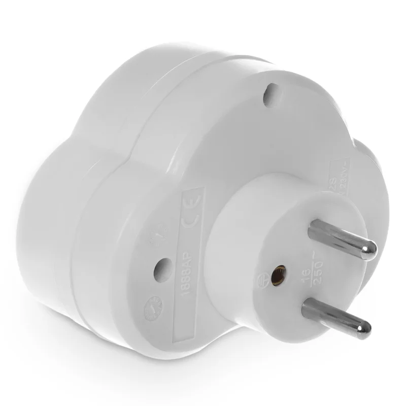 Rozgałęźnik podwójny z wyłącznikiem, 2x2P+Z, 16A, 230V; biały - 3